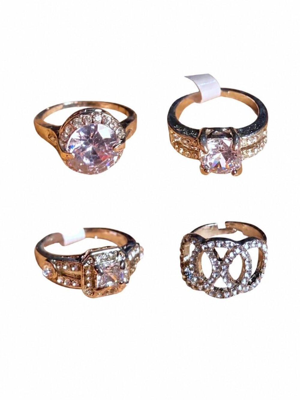 Set of 4 Silver Tone Rings, Size 8